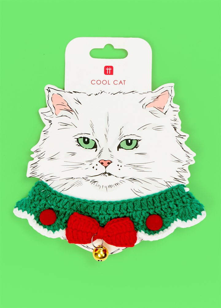 Crochet Christmas Cat Collar